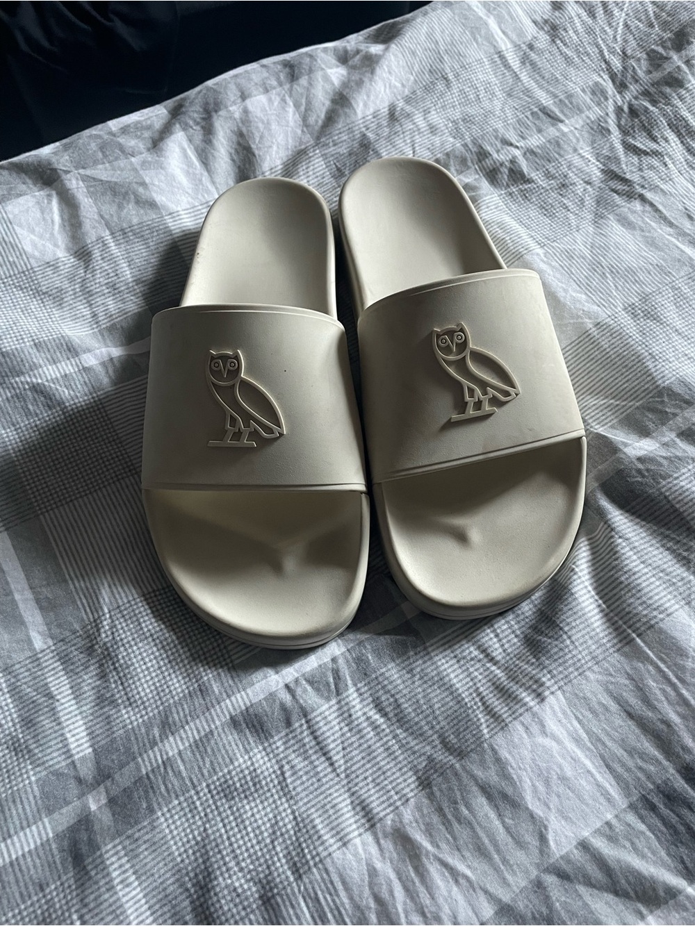 OVO Cream Owl Logo Slide Sandals